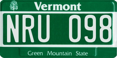 VT license plate NRU098