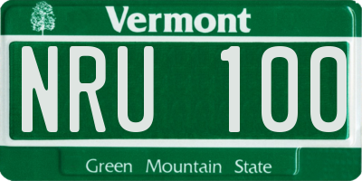 VT license plate NRU100