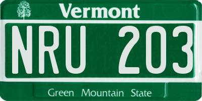 VT license plate NRU203