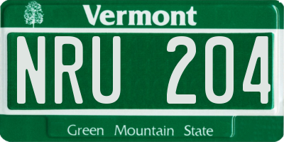 VT license plate NRU204