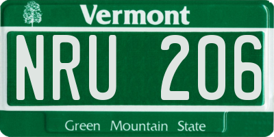 VT license plate NRU206