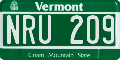 VT license plate NRU209