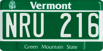 VT license plate NRU216