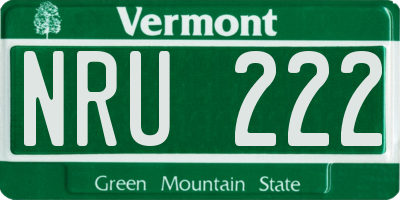 VT license plate NRU222