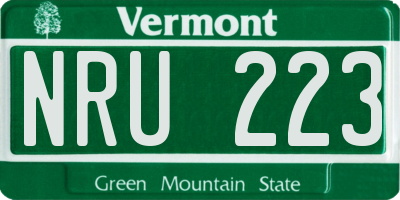 VT license plate NRU223