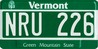 VT license plate NRU226