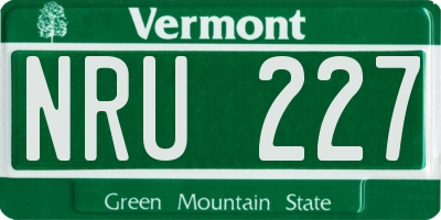 VT license plate NRU227