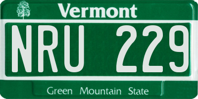 VT license plate NRU229
