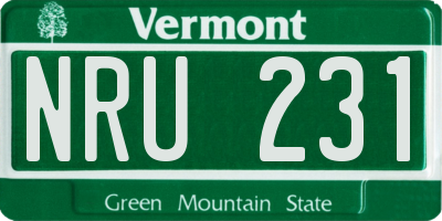 VT license plate NRU231