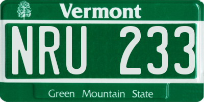 VT license plate NRU233