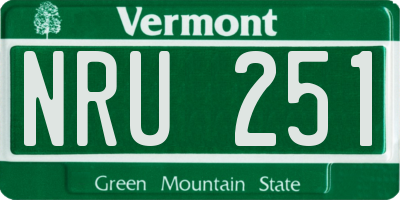 VT license plate NRU251