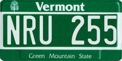 VT license plate NRU255