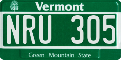 VT license plate NRU305