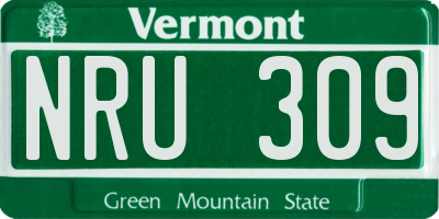 VT license plate NRU309