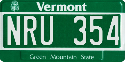 VT license plate NRU354