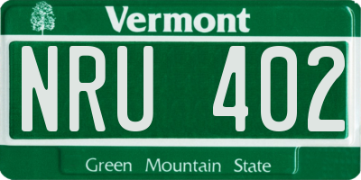 VT license plate NRU402