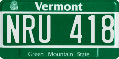 VT license plate NRU418