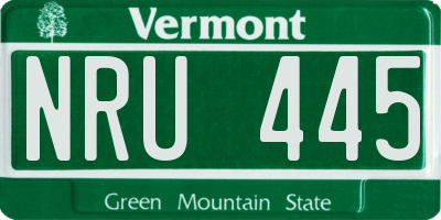 VT license plate NRU445