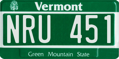 VT license plate NRU451