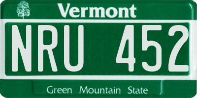 VT license plate NRU452