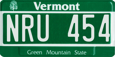 VT license plate NRU454