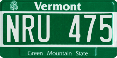 VT license plate NRU475