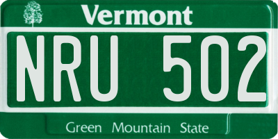 VT license plate NRU502