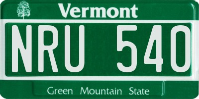 VT license plate NRU540