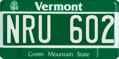 VT license plate NRU602
