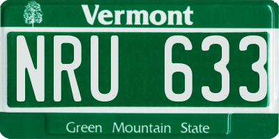 VT license plate NRU633
