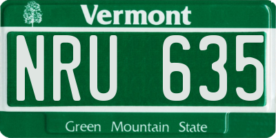 VT license plate NRU635