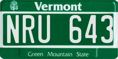 VT license plate NRU643
