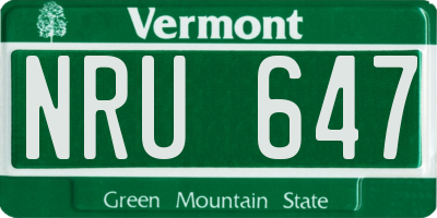 VT license plate NRU647