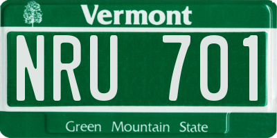 VT license plate NRU701