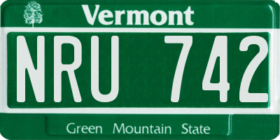 VT license plate NRU742