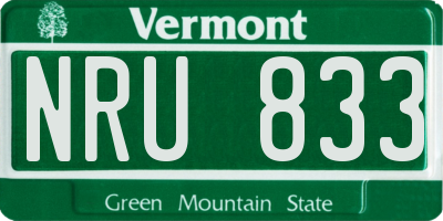 VT license plate NRU833