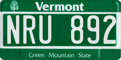 VT license plate NRU892