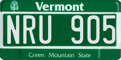 VT license plate NRU905