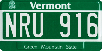 VT license plate NRU916