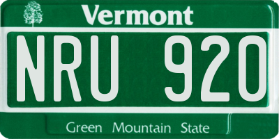 VT license plate NRU920