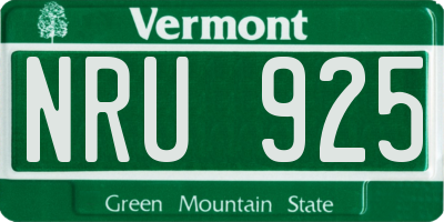 VT license plate NRU925