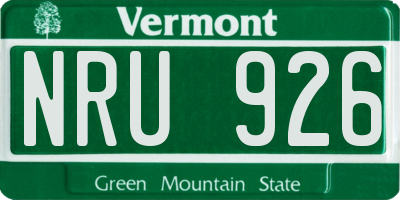 VT license plate NRU926