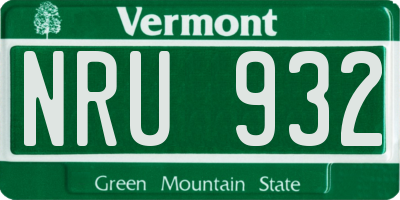 VT license plate NRU932