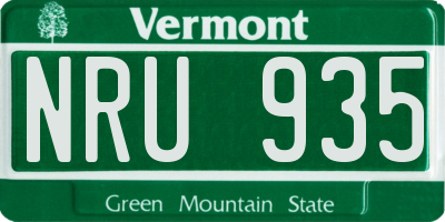 VT license plate NRU935