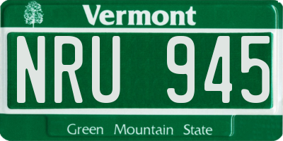 VT license plate NRU945