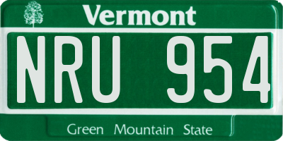 VT license plate NRU954