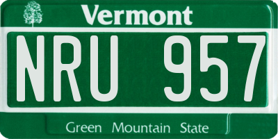 VT license plate NRU957