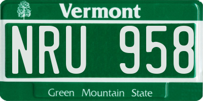VT license plate NRU958