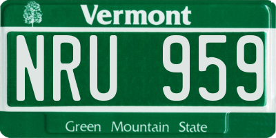 VT license plate NRU959