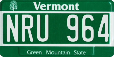 VT license plate NRU964